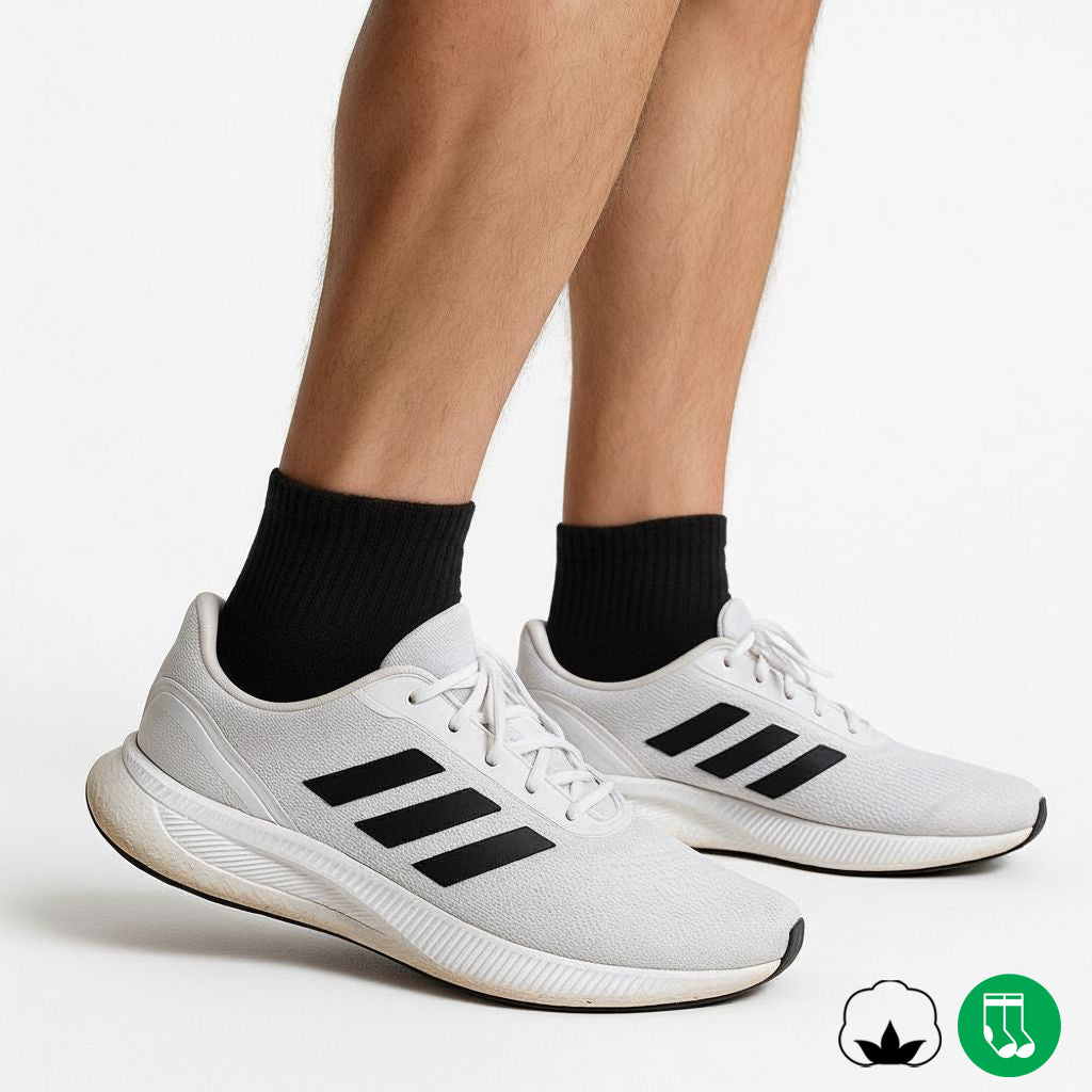 10-30 Paar Unisex Baumwollsocken | Quarter-Länge | Schwarz